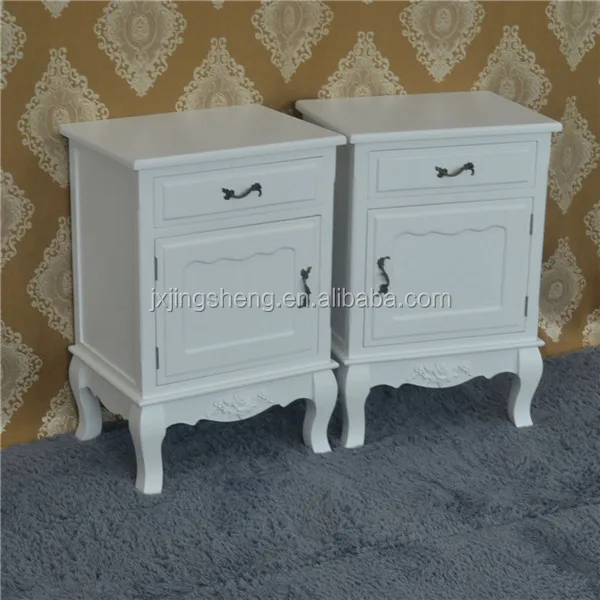 Shabby Chic Pair Of Bedside Tables Chests Drawers Art Deco White