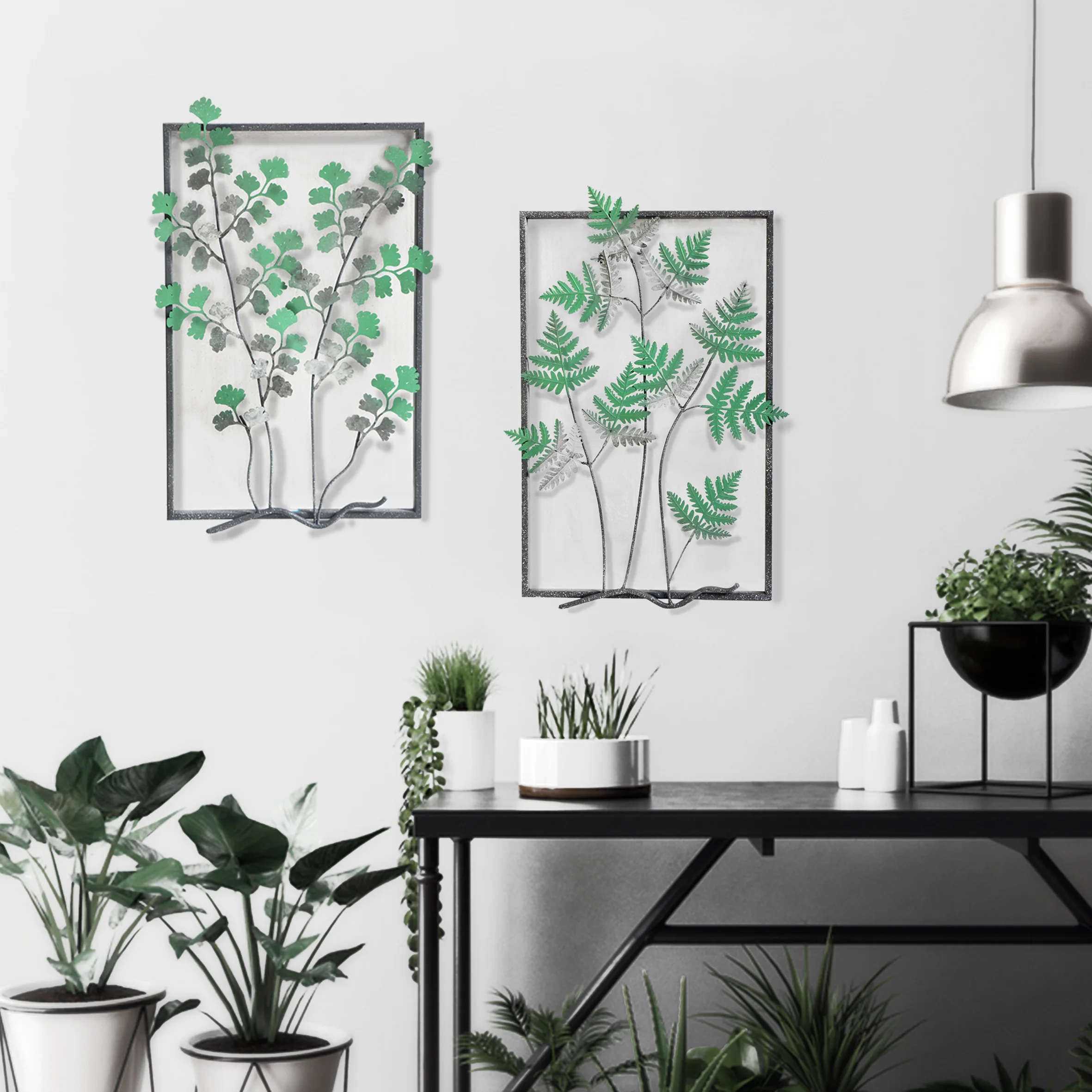 Wholesale Wrought Garden Vintage Home Metal Art Green Leaves Wall Mounted Accent Iron Room