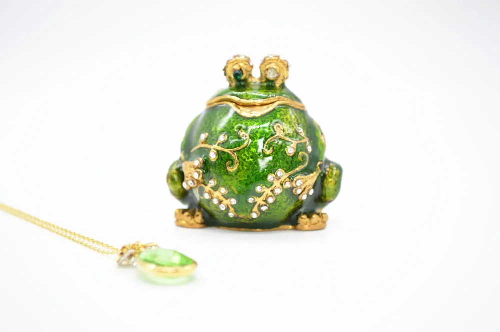 Qf 2036 Cute Frog Trinket Boxes/golden Frog Trinkets/frog Metal Jewelry