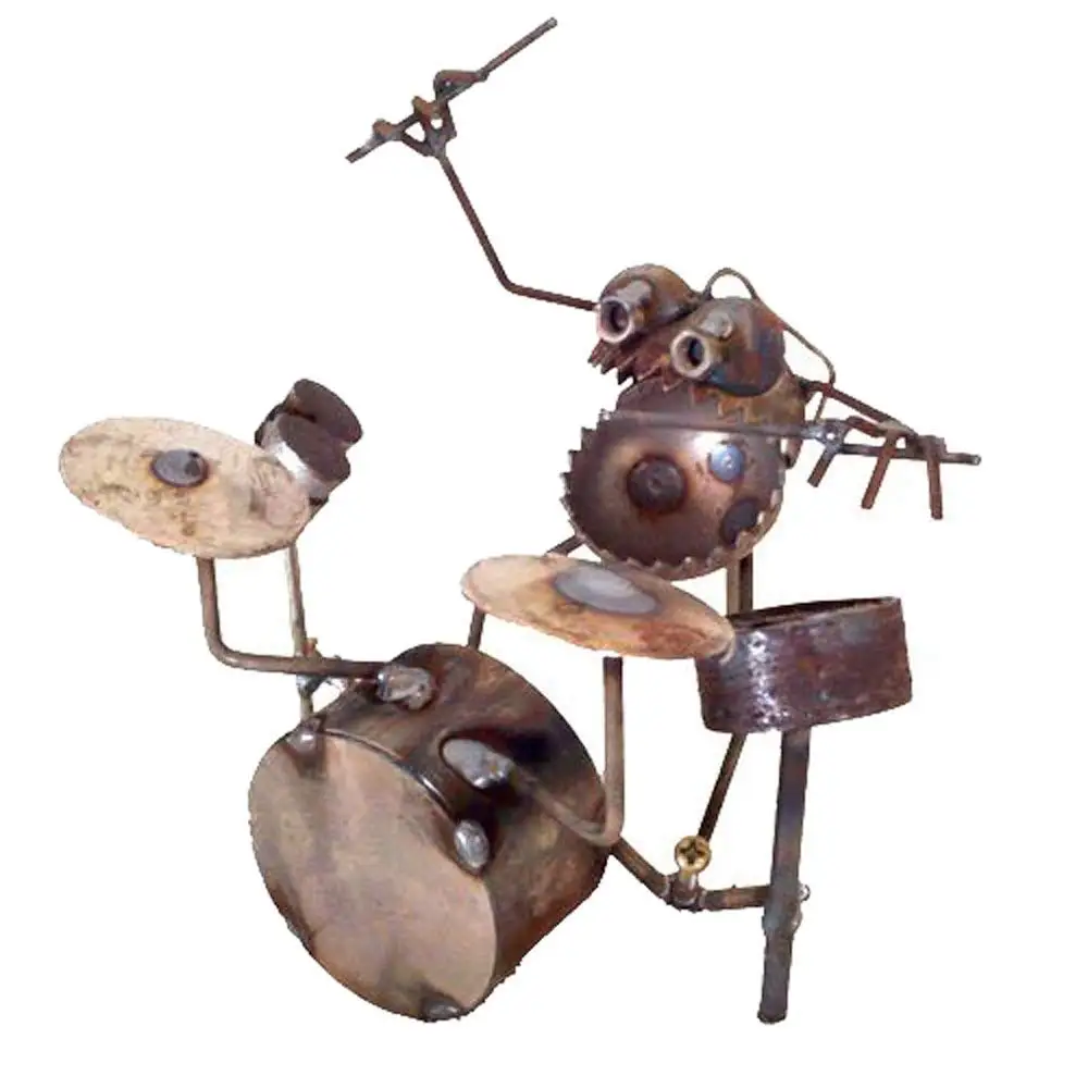 Buy Welded Metal Art Gnome Be Gone Desk Bucket Fisherman