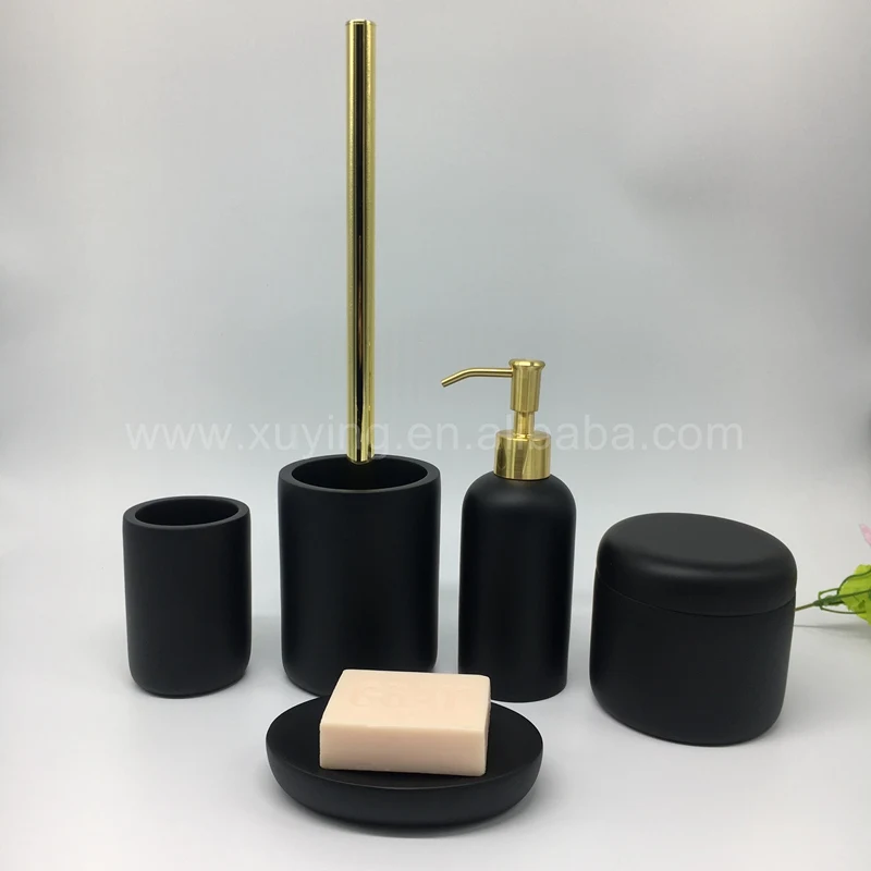 Luxury Matte Black Handmade Resin Standing Toilet Brush Holder