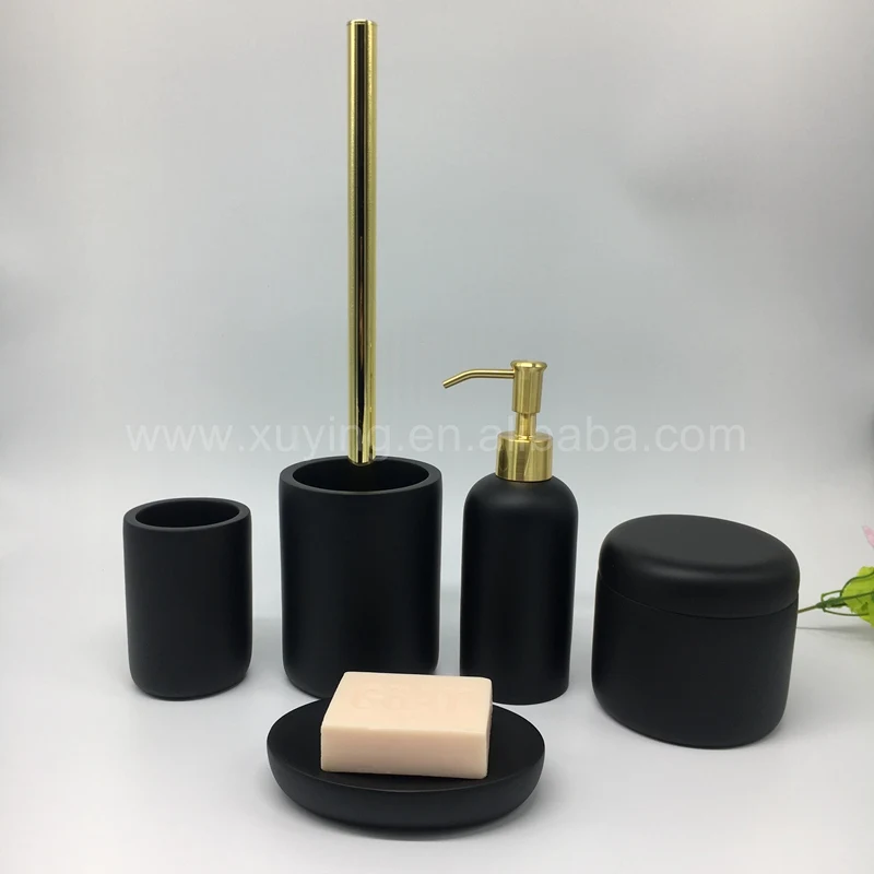 Highend Hotel Customized Matte Black Resin Bathroom Accessories Buy