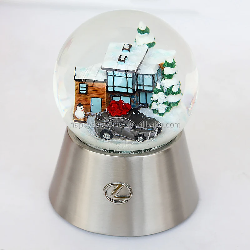 Custom metal base shinning STAR crystal battery snow globe iron sheet water ball promotion christmas gifts snow globe