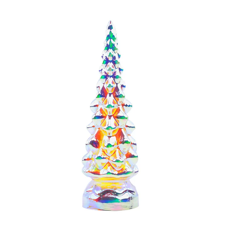 Christmas decorative blown led glass tree with rainbow color for christmas home ornament details