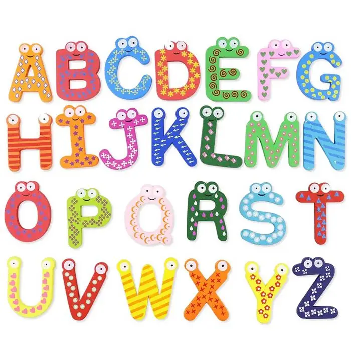 Holz ABC Alphabet Buchstaben Lernspiel Für Kinder Kühlschrank Magnet Neu 