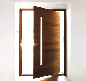 Villa Main Entrance Door Modern Design Pivot Wood Doors With Sidelights