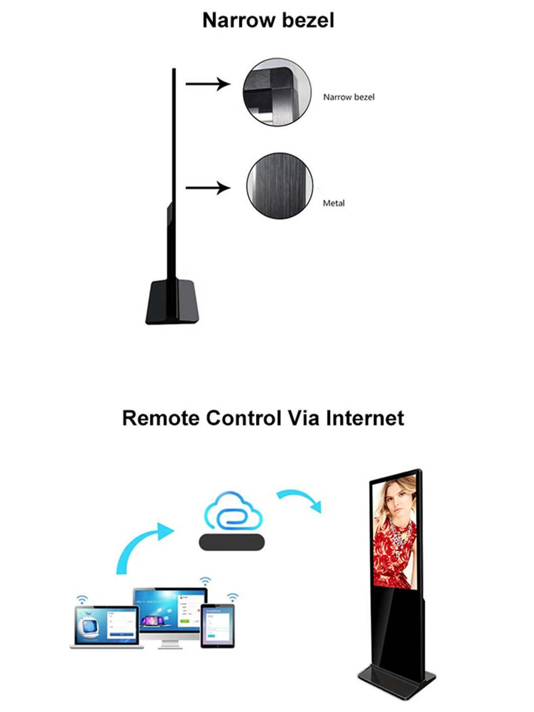 oem/odm wall video Floor Standing Advertising Player With Touch Screen Floor Standing All In One PC Floor Standing Android Kiosk