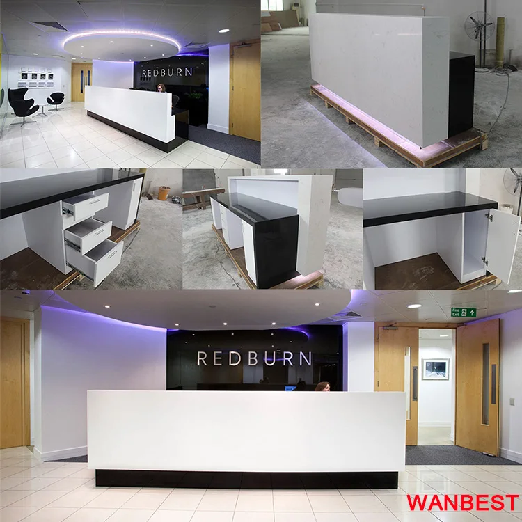 Modern Design Led Lighting Acrylic Office Furniture Gym Nurse Station Reception Desk Front Table