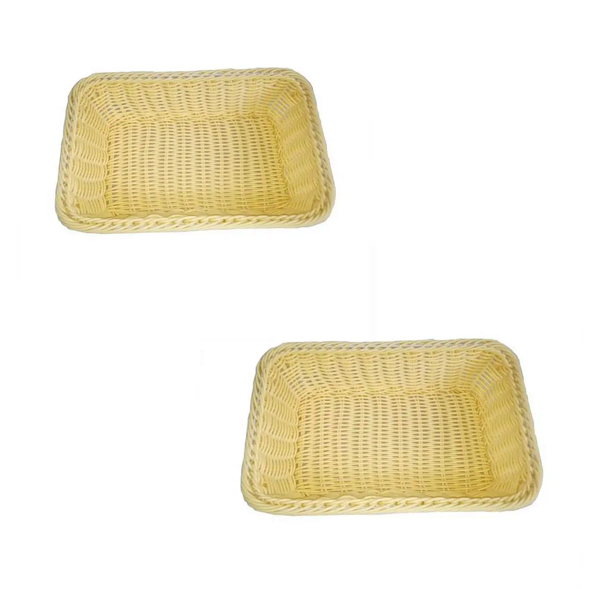 Set of 2, Small Size Woven Storage Baskets, Bread/Fruit/Vegetables Serving Baskets, Gift Baskets, Restaurant/Pantry Display Baskets, Organization Baskets in Closet/Kitchen/Bathroom/Dresser (2, Beige)