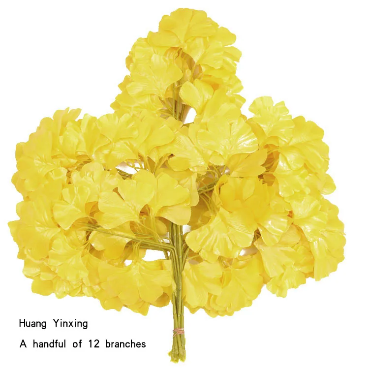 High quality artificial plastic branch ginkgo tree leaves