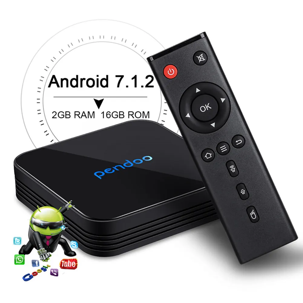 Ott Android 7.1 Smart Tv Box Pendoo X10 S905w 2g 16g Quad Core Google ...