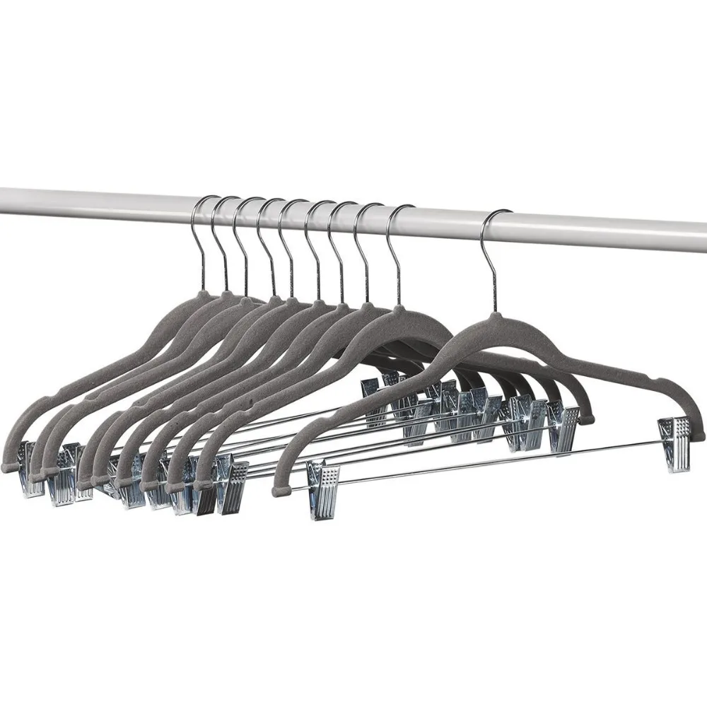 Inspring Clothes Hangers With Clips Gray Velvet Hangers Use For Skirt