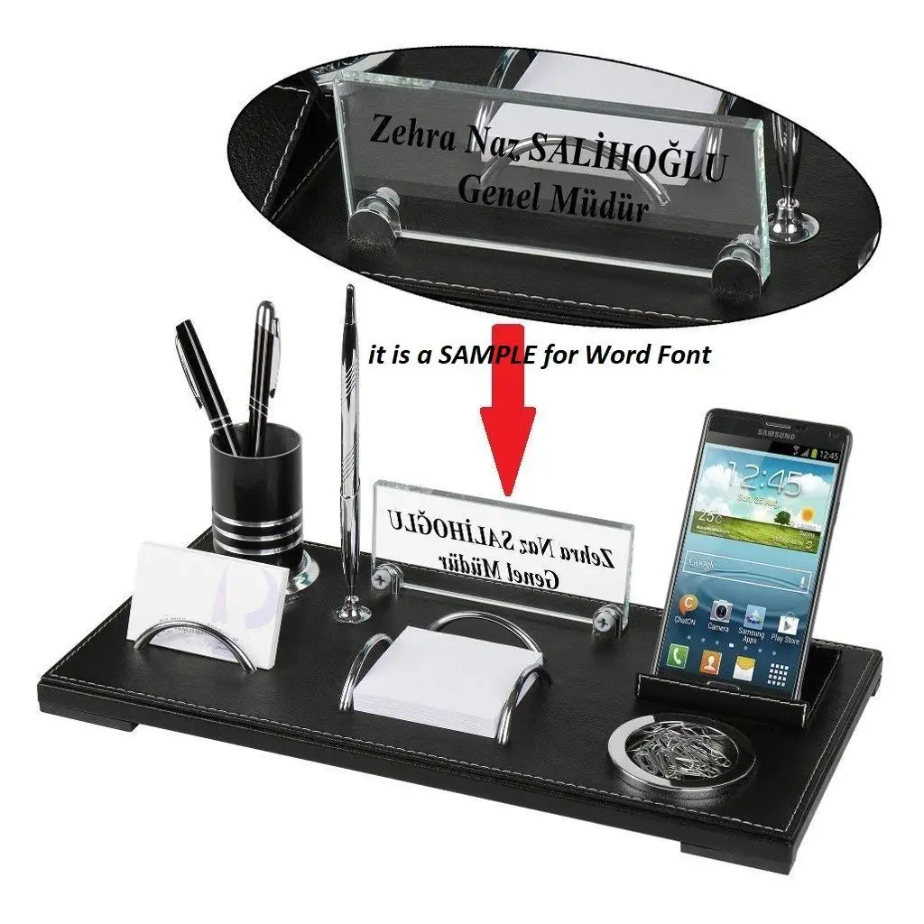 Personalized Business Desk Name Plate With Card Holder Holder Desktop Name Plate W 15 75 L 7 87 Personalized Faux Black Leather Business Office