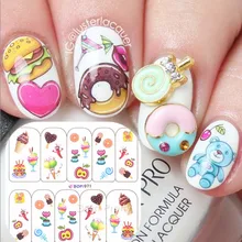 Decalques de água Nail Art colorido delicioso bolo de sorvete padrão prego adesivos de transferência # BOP071