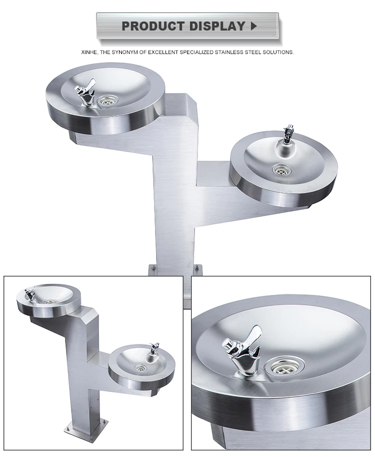 Stainless Steel Outdoor Freestanding Double Basin Drinking Water