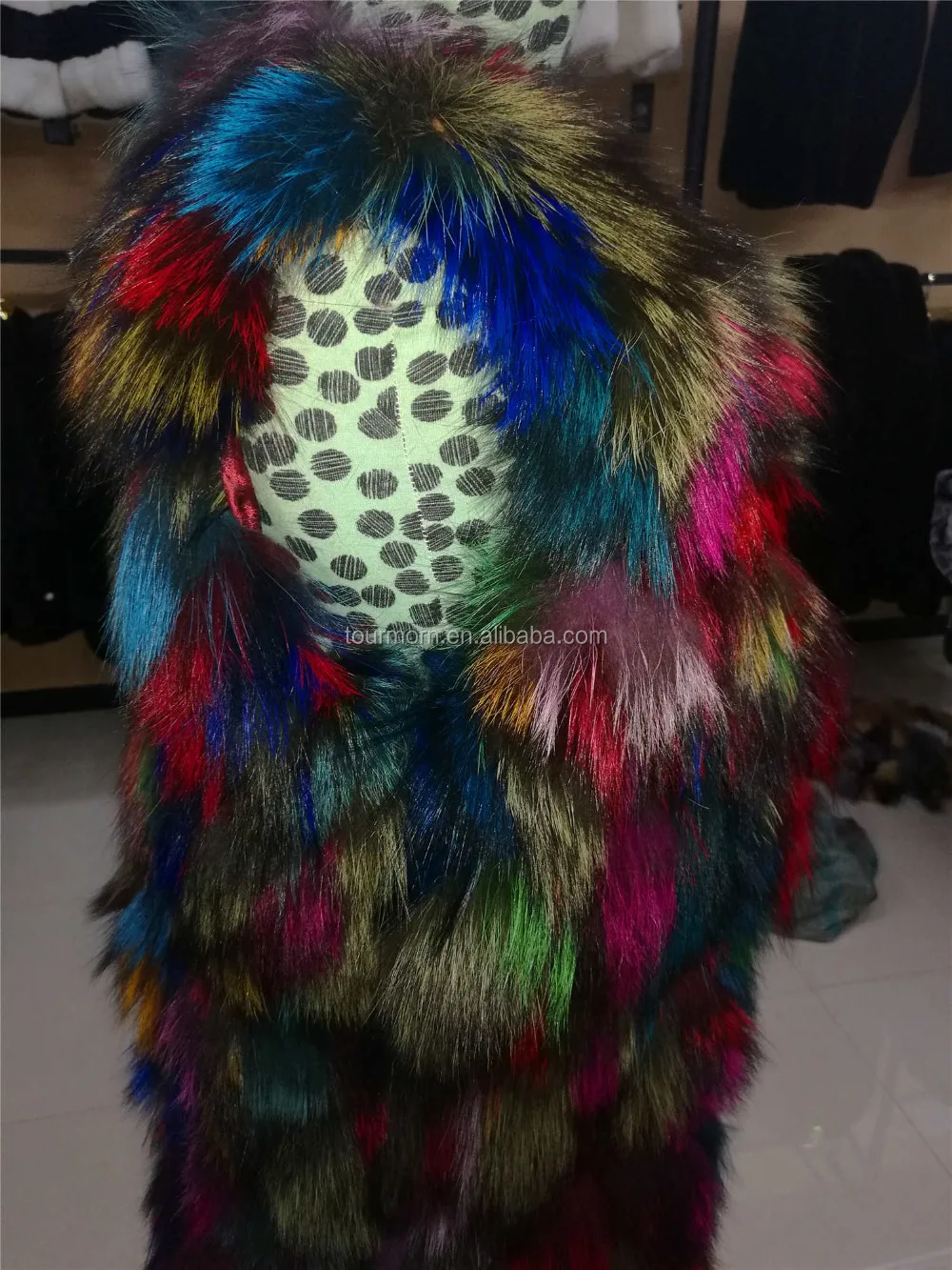 New Design Winter Women Colorful Mosaic Fox Fur Coat Turkey Fur Coat