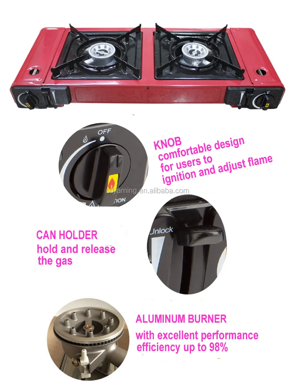 Double Burner Portable Gas Stove With Ce Approved Camping Outdoor Stove