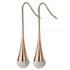Womens Jewelry Rose Gold Water Drop Earrings Designs Stainless Steel Fish Hook Earrings