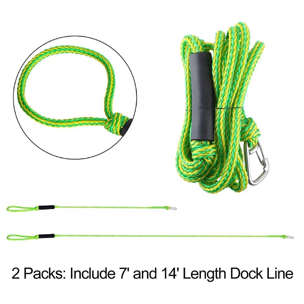 12 mm 2 pack in one clam shell pwc bungee Dock Line with foam float boat accessory for Boat 4ft 6ft 7ft kayak,jet ski rigging