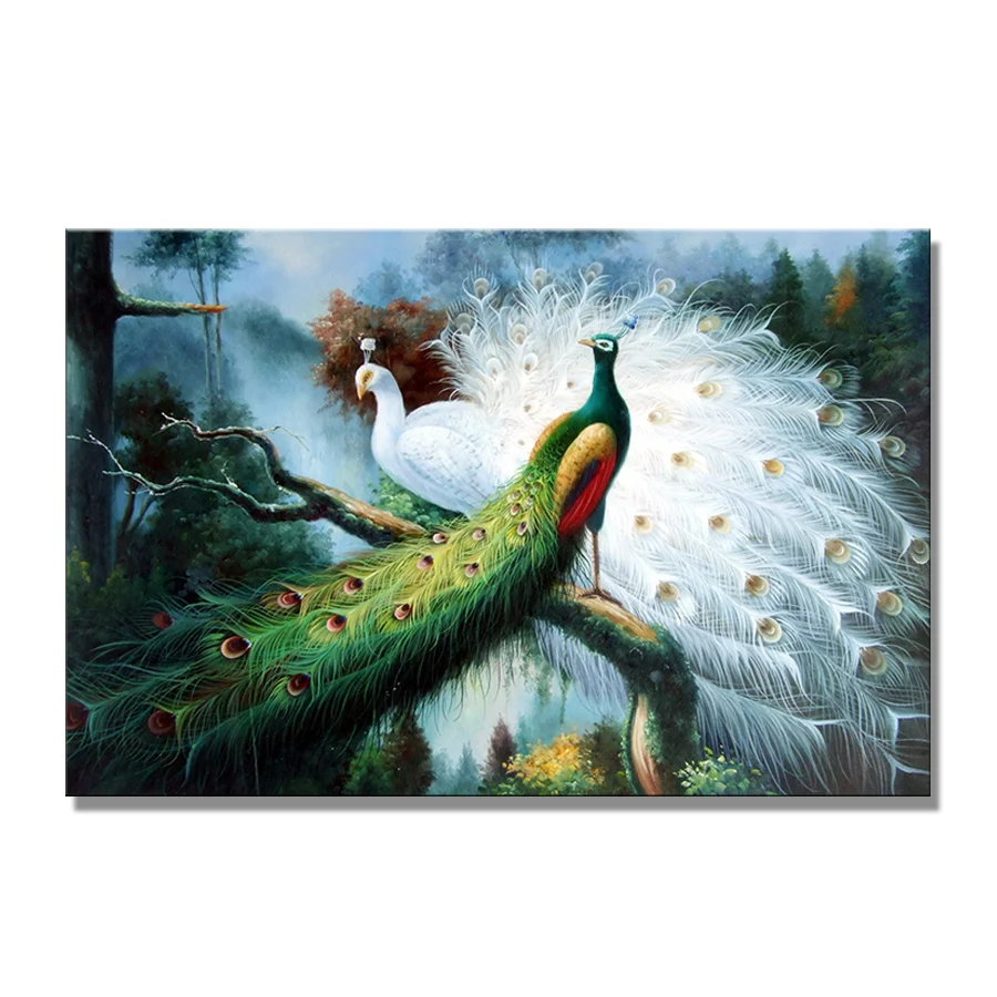 Handmade New Designs Peacock Oil Painting On Canvas - Buy Peacock Oil