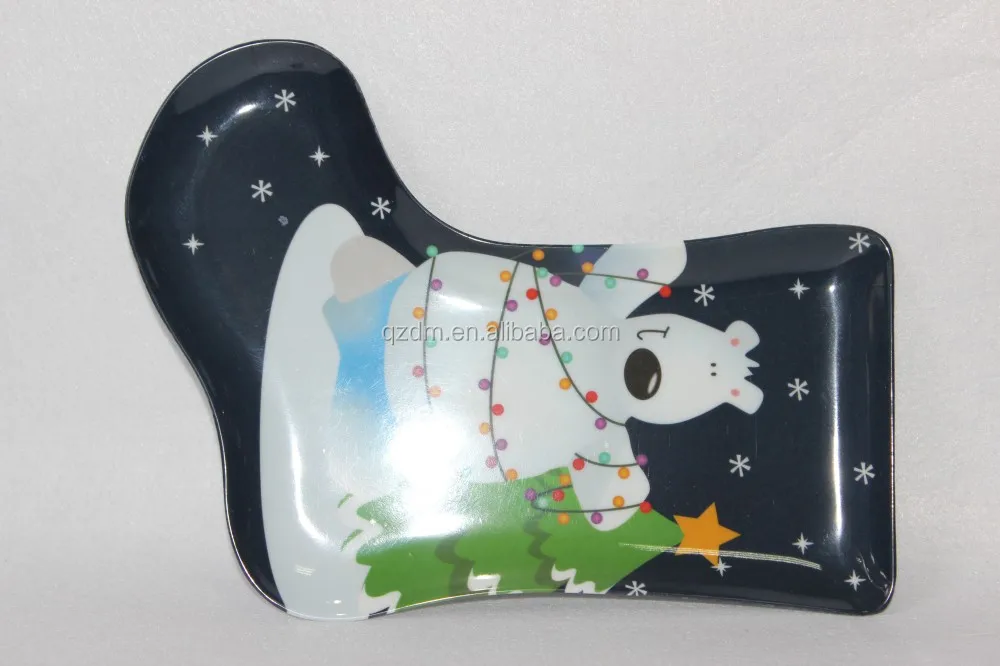 Stocking Shape Melamine Xmas Dishes Christmas Plate