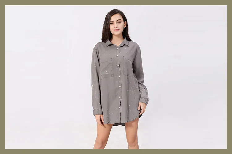 Wholesale top quality professional garment dyed  tencel blouse latest  designs