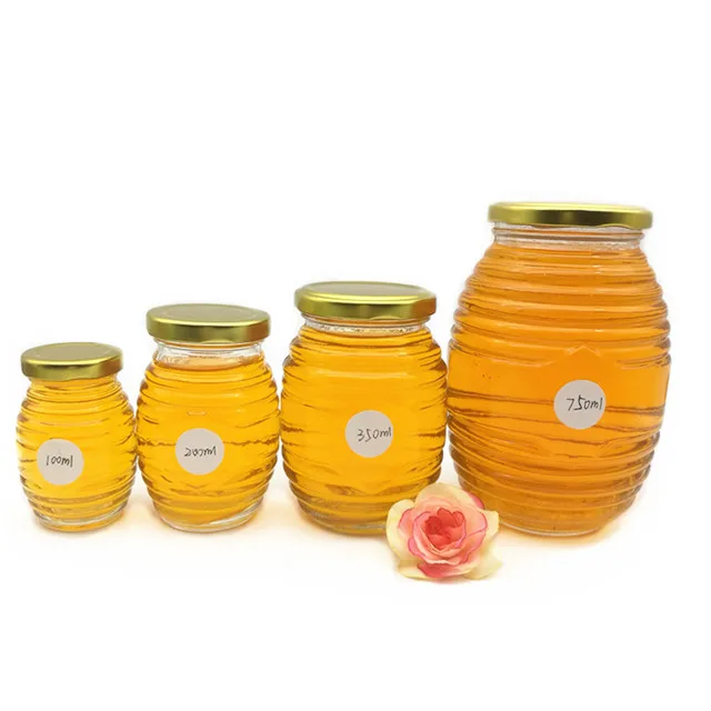 Beehive Shape Glass Honey Jars Bottle 100ml 200ml 350ml 750ml