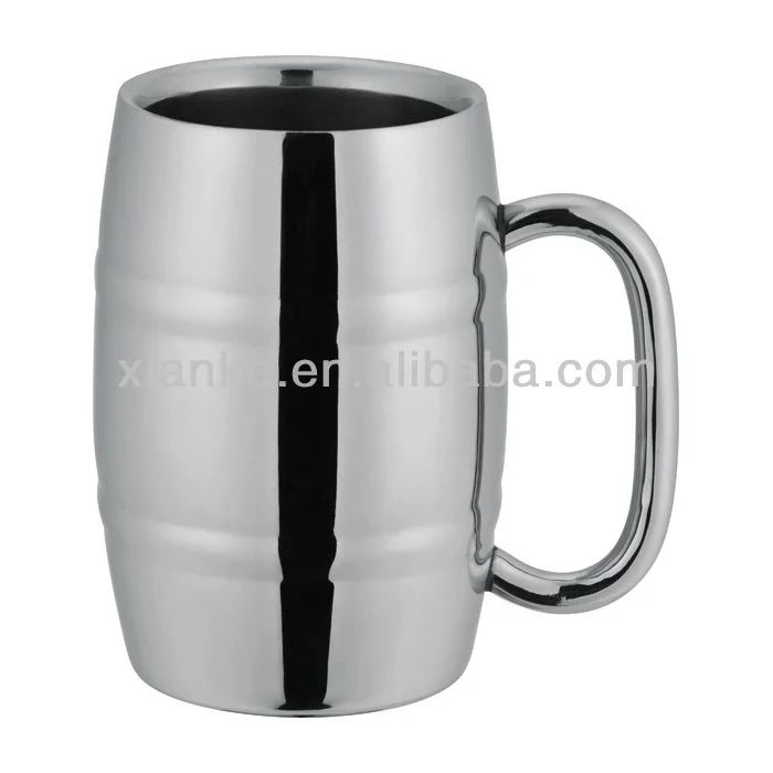 18oz, 16oz, 14oz, 8oz Hot Selling Stainless steel beer mugs metal polished wine barrel