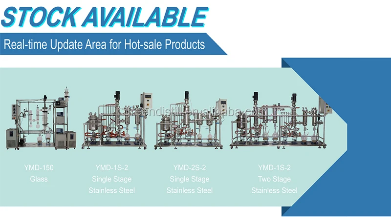 Stock Available 7 Inch Fully Automatic High Throughput Stainless Steel YMD-2S-2 CBD Oil Extraction Wiped Film Evaporator