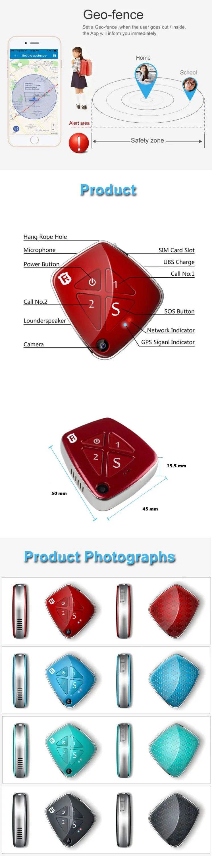 new product 3g children necklace personal gps tracker mini for kids elderly with camera