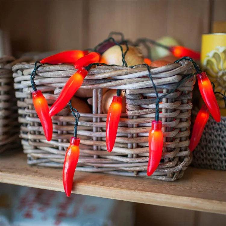 20 Red Chilli Pepper Battery Operated LED Fairy Lights String Lights Deco for Home Patio Garden Christmas Tree