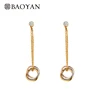 BAOYAN Boho Tri-Color Stainless Steel Drop Earrings Rose Gold/Silver/Gold Cross Earrings For Women 2019 Gold Chain Long Earrings