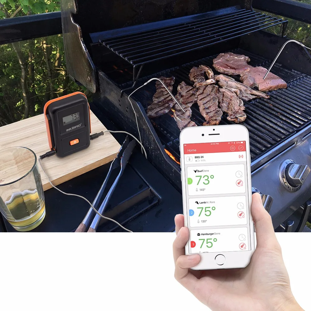 New Product Inkbird Ibt-2xb Digital Wireless Meat Grill Thermometer