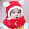 2019 Winter warm baby hats Plush Ears Handmade Hat Scarf Sets thread cotton hat with body cap and fleece set for 1-10 Year Old