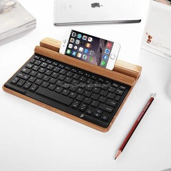 Universal Bluetooth 3 0 Wireless Keyboard Stand Phone Stand Bamboo