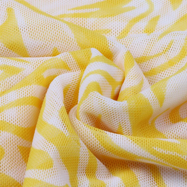 Rib style Polyester / Lycra swimwear/gymswear/yoga cloth plain printed spandex yellow tricot knit polyester