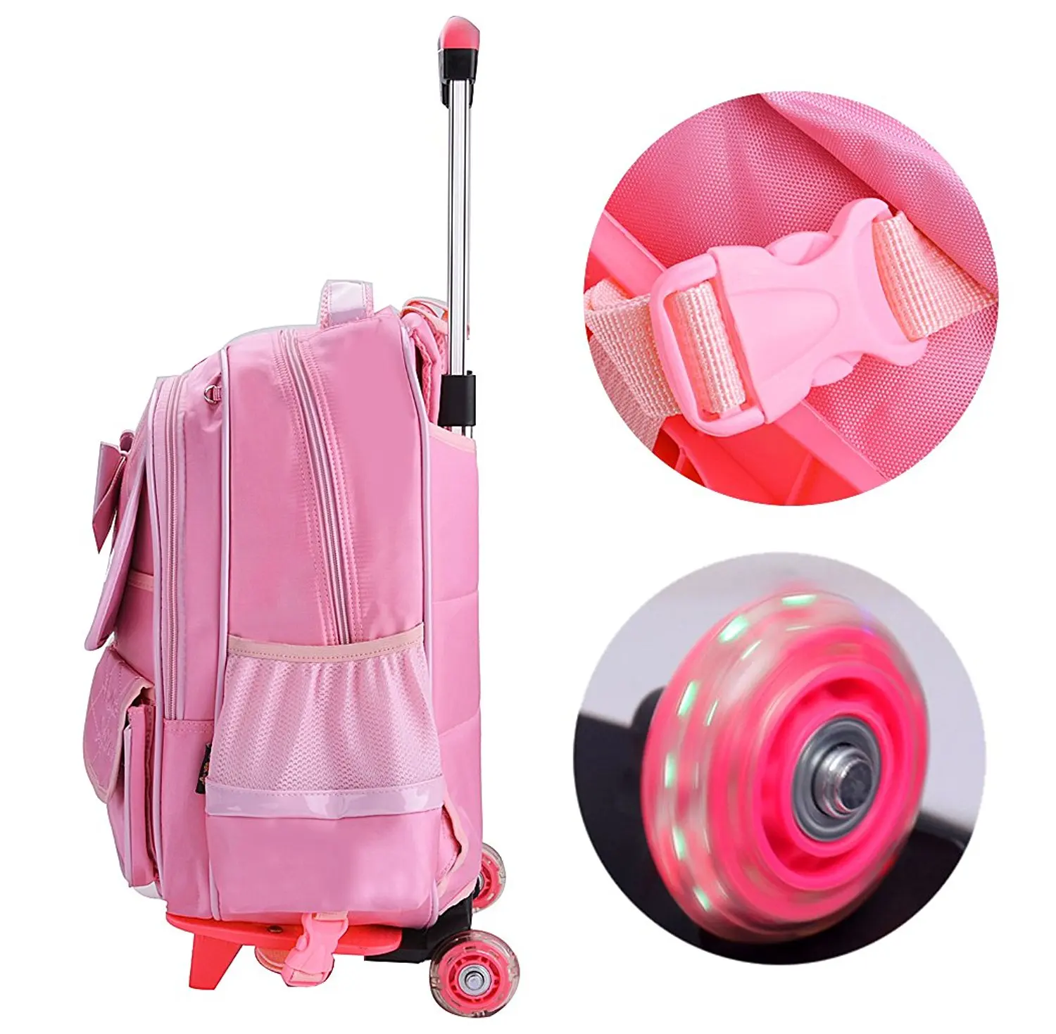 Large Capacity Student Girl Trolley School Backpack,Kids Trolley School