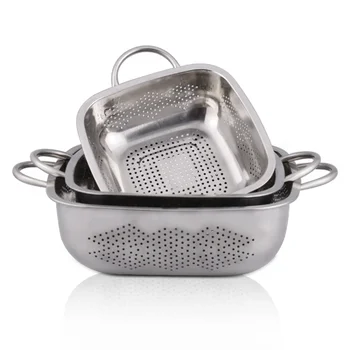 Stainless Steel Rectangular Colander Set Large Metal Basket - Buy Large ...