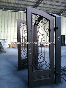 Safety Wrought Iron Entry Doors Glass Front Door Business Made In China Factory Buy Glass Front Door Business Metal Double Doors Exterior Interior