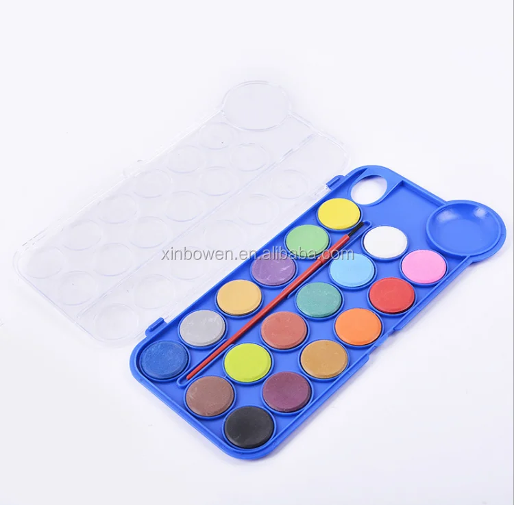Wholesale Art Watercolor Paint Set 18 Colors Plastic Box Solid