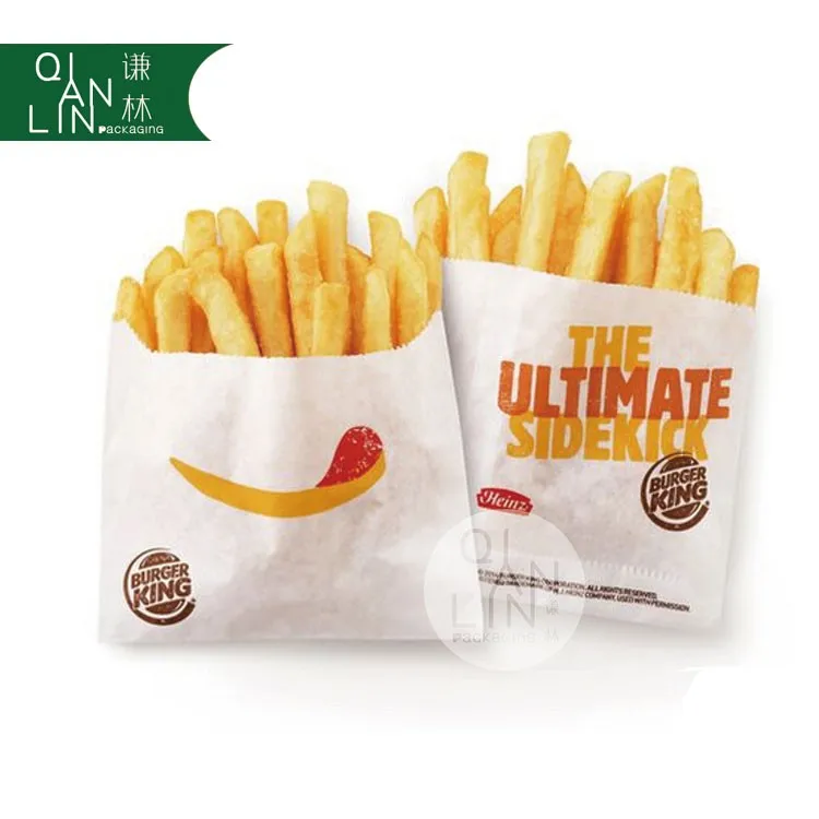 Source Wholesale Custom Food Grade Greaseproof Fried Chicken Packaging  Disposable French fries paper bag for fast food on m.