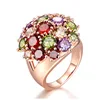 Lady Elegant Champagne Rings AAA Cubic Zirconia Rose Gold Plated CZ Gemstone Wedding Ring Party Jewelry