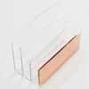 Clear Desktop Rose Gold Acrylic File Organizer,decorative stand file folder rack with 3 Sections