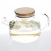 handmade 30oz./ 85 cl./ 850 ml heat resistant borosilicate glass teapots with bamboo lid and spring
