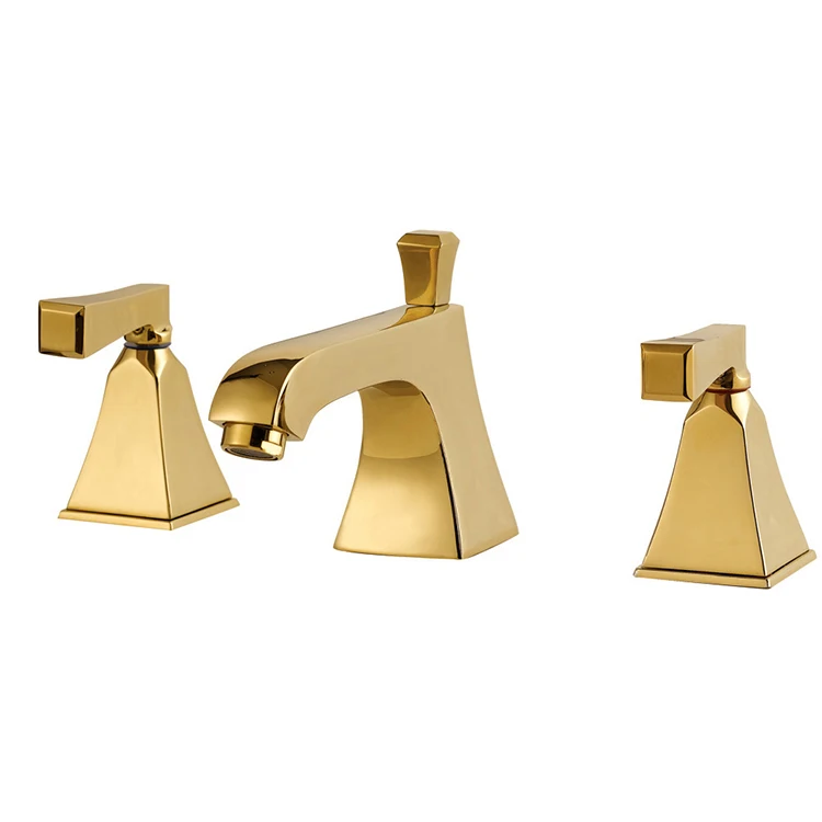 8 Inch Spread Classic Solid Brass Gold Plated Bathroom Wash Basin