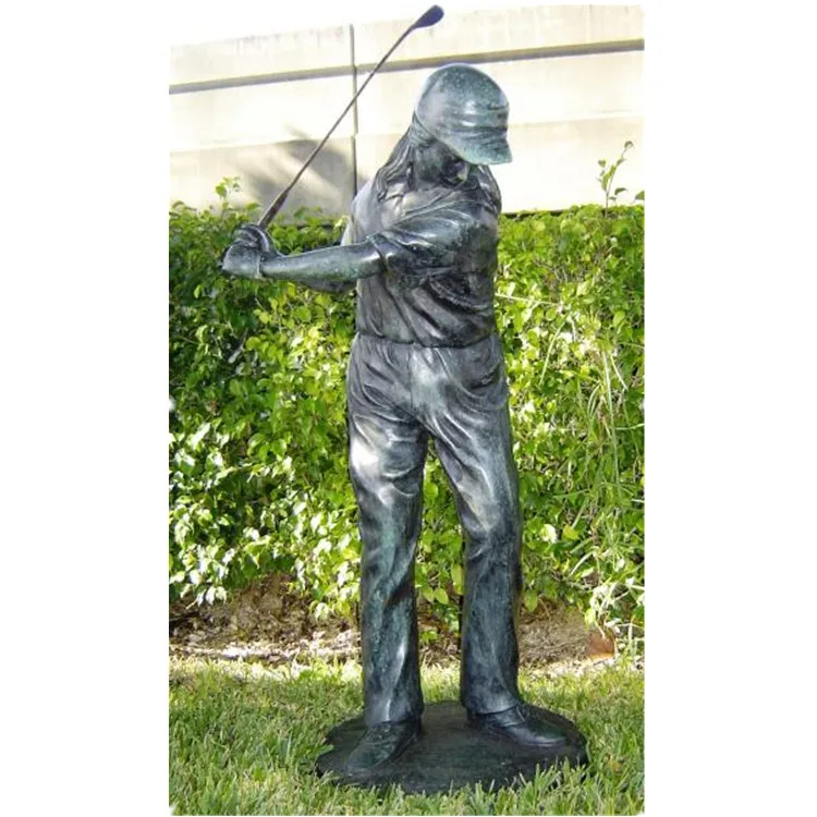 Outdoor Life Size Brass Boy Playing Golf Statue For Garden Decoration