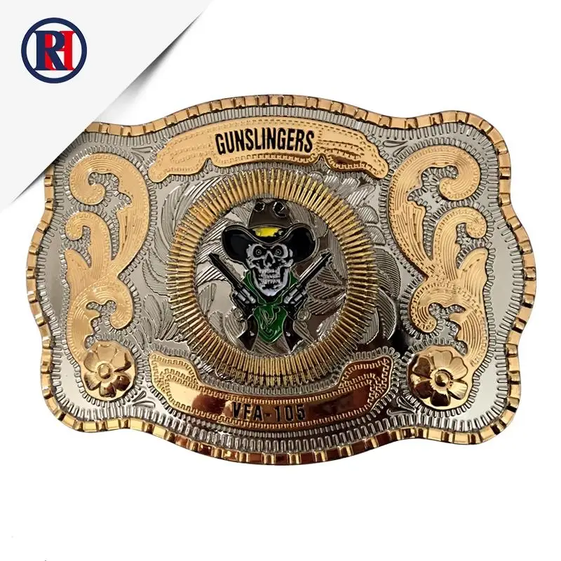 High Quality Custom Brass Belt Buckle With Custom Logo Cowboy Belt