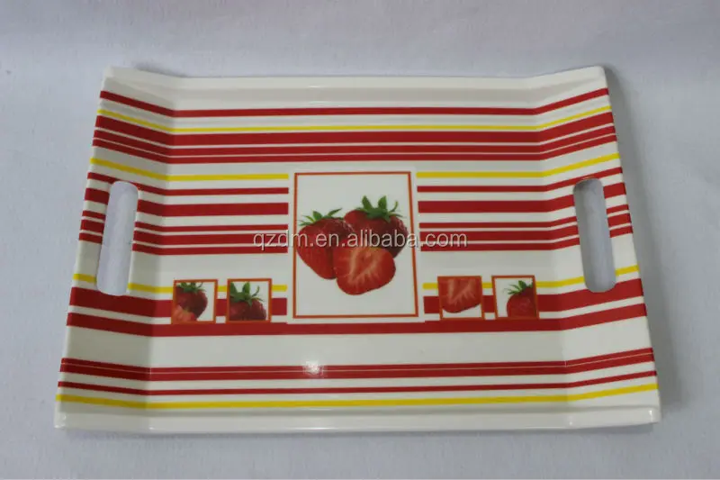 melamine tray with two handle food safa strawberry printing