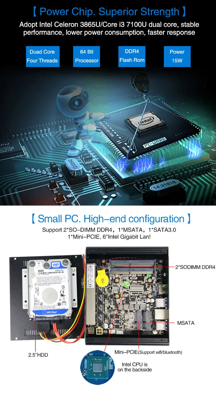 Yanling 6 Gigabit NIC Mini PC Intel Kaby Lake i3 7100u Dual core AES-NI PFSense Sophos Firewall Router