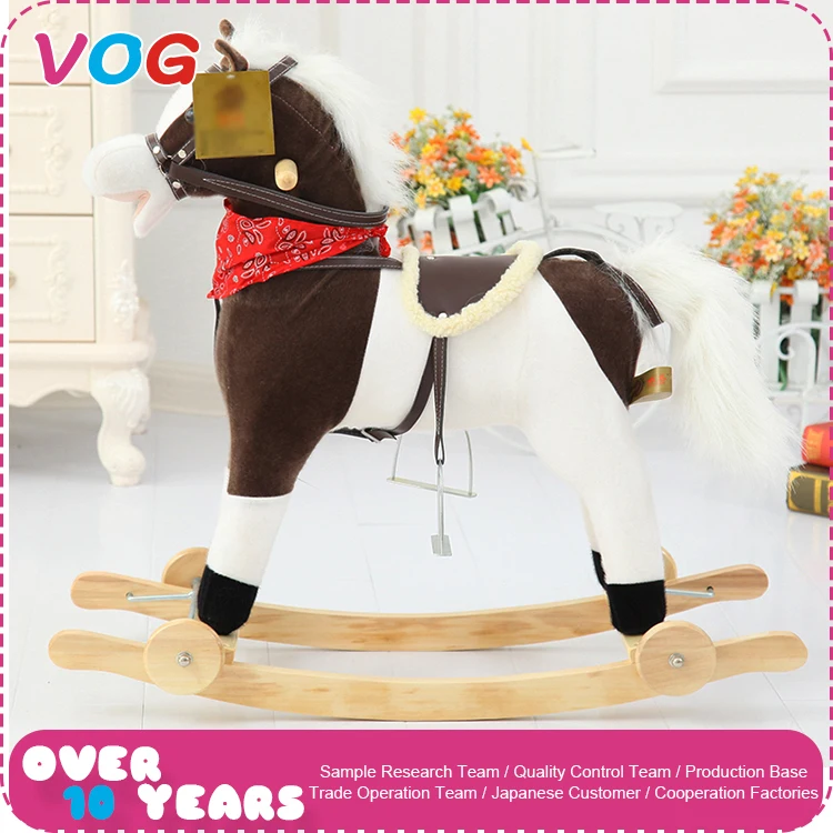 2017 Children indoor kids plush custom rocking horse for baby balance toys